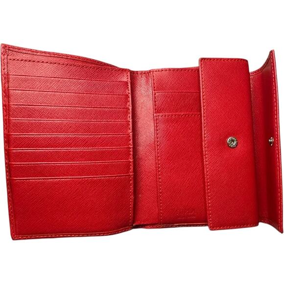 Furla red Saffiano leather trifold Babylon medium wallet - Picture 4 of 16